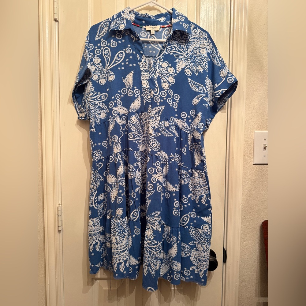 Umgee Blue and White Floral Dress